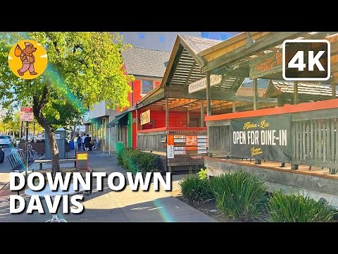 Downtown Davis Walking Tour | (4K Ultra HD) 🔊 Binaural Sound