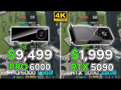 $9,499 PRO 6000 BLACKWELL vs $1,999 RTX 5090 Performance Comparison | Test in 15 games | 4K
