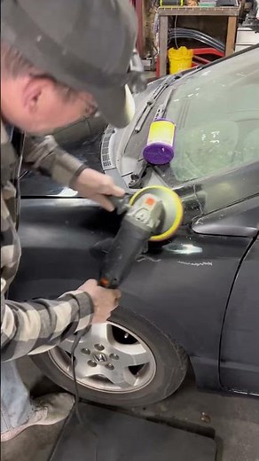 Buffing black acrylic enamel