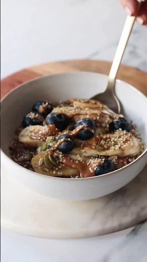 Cacao Caramelised Banana Porridge 🍌🫐 30 DAYS OF NUTRITIONIST BREAKFAST BOWLS Day 21 Easy, Recipe