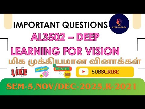 AL3502 – Deep Learning for Vision |Unitwise Most Expected Important Questions | Nov/Dec 2025 |R-2021