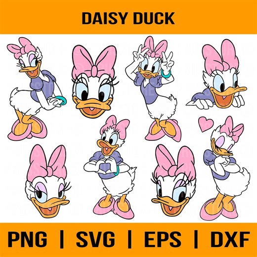 Cute Daisy Duck Inspired SVG PNG Bundle | Cartoon Girl Duck Cut Files | Layered Cricut Design | Digital Download - Etsy