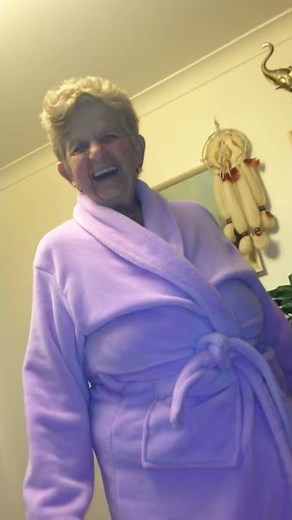 FUNNY GRANDMA nearly flashes while dancing