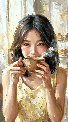 Glowing Skin Impasto Oil Painting Portrait