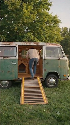 From Abandoned Van to Cozy Dog Camper 🐶 #heartwarming