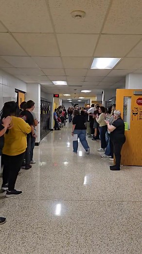 🏐🖤💛The halls were full of cheers this afternoon at CWHS as we sent off our volleyball girls in style! 🎉 The team did a walk-through surrounded by students and staff before heading off to State Volleyball! We’re so proud of their hard work and dedication — now it’s time to bring that energy to the court! 💪🔥 | Cherokee Schools
