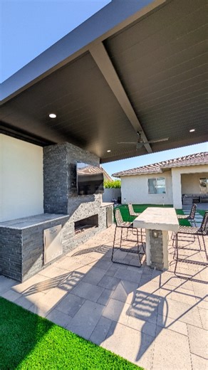 Modern Valley Patio on Instagram: "Where are you watching your favorite team make a.playoff run? 🏈 Arizona natives here so we've had our space ready and waiting for the Cardinals since 2008 😂 From a drawing on the computer to real life, our modern shade structures built in @4kaluminum help create the perfect outdoor living spaces for year-round enjoyment! Modern Valley Patio 602-687-2191"