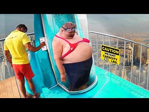 he got stuck in tight water slide..