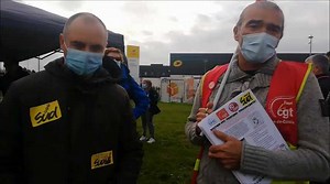 Grève des salariés à la plateforme Colissimo de Douvrin