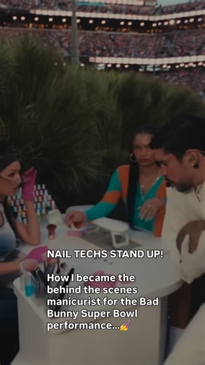 Mia on Instagram: "The nail community is going wild right now over the nail salon representation in @badbunnypr Super Bowl halftime show! I’m popping in to tell you what it was like to be called in as the local SF nail artist to manicure some of his lovely musicians and dancers. Well, it was literally a dream come true. And when I was given the info that there was a scene with nails being done as part of the show I screamed inside because that is a huge deal for the community and for the culture