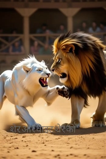 शेर बनाम वाइट शेर | Lion vs White Lion Fight in Jungle #viralvideo #trending #facts