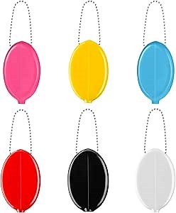 Rubber Coin Purse 6 Pieces Oval Coin Purse Holders Colorful Pocketbook Holder with Chain for Men Women Travel Multi Purpose(Bright Color)