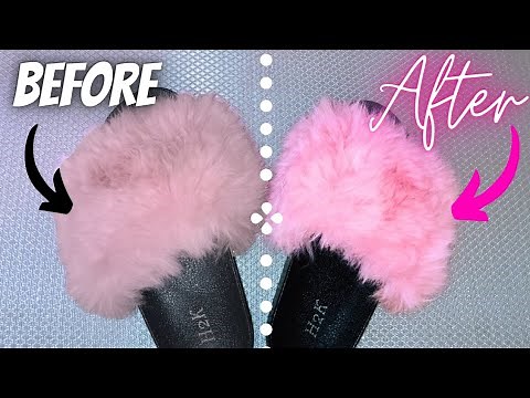 how to clean your Faux fur slides! QUICK AND EASY!