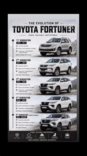 Toyota Fortuner Evolution (2005–2025) 🚙 | Every Generation Explained | The Legendary SUV Timeline