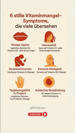 6 stille Vitaminmangel-Symptome, die viele übersehen ⚠️🧬 #FitFakten