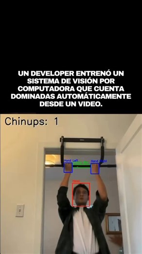 ialgomas on Instagram: "Un developer entrenó un sistema de visión por computadora que cuenta dominadas automáticamente desde un video. Usando Roboflow Rapid y SAM3 de Meta, el modelo detecta la barra, las manos y la cabeza con prompts en lenguaje natural. Un script en Python verifica cuándo la cabeza supera la barra, cuenta la repetición y anota el video en tiempo real. Esto no es solo un experimento técnico. Es la base de una app de fitness gamificada: entrenás, la IA registra las reps, guarda