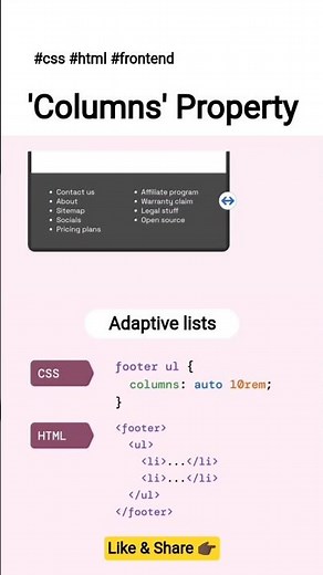 💈 Columns Property #css #html #javascript #webdevelopment #coding #how #tips #frontend #programming