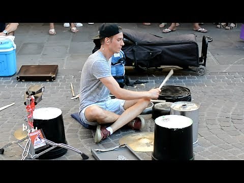 Best Street Drummer - Street Performer on Bucket Drums