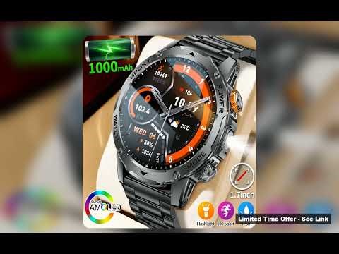 LIGE New 1000mAh Smart Watch Men Steel Sports Fitness Tracker LED Flashlight 3ATM Waterproof BT Call