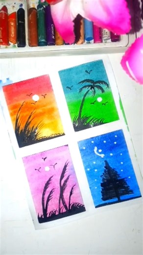 🌈 4 Seasons Drawing | Easy & Beautiful Nature Art for Beginners #oilpastel #painting