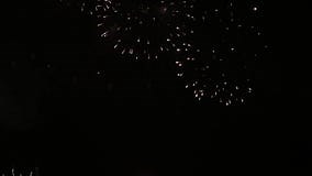Exploding Fireworks on the Night Sky, in Slow Motion Video. Colorful Rain Showers of Fireworks on the Dark Night Background Stock Footage - Video of festive, party: 122844602