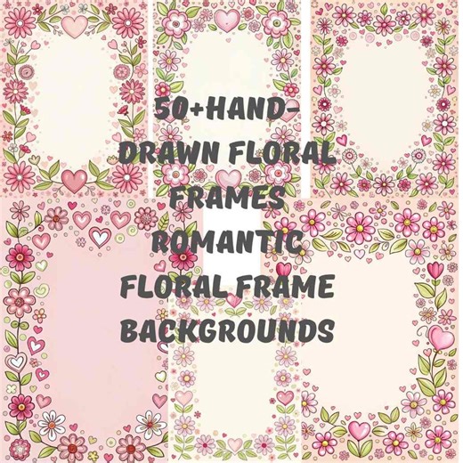 Hand-drawn Floral Frames With Natural Imperfections Romantic , 50  created for Emotional Writing, Unsent Letters and Private Reflection. - Etsy