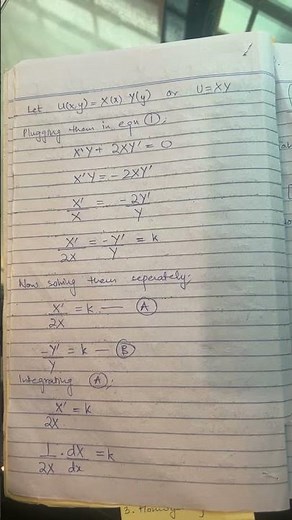 Method of separable of variables | Partial Differential Equations | Example solved