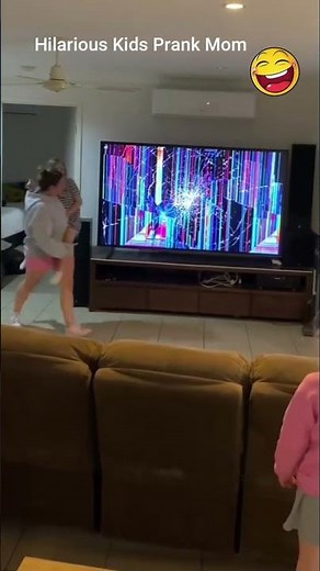 Kids Prank Mom With a BROKEN TV... Her Reaction Was Priceless! 😂 #shorts