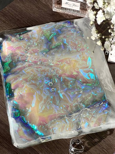 Holographic Resin Serving Tray Geode Glam Decor Perfume Tray Ring Dish Resin Dish Vanity Tray Holographic Decor Trinket Tray - Etsy