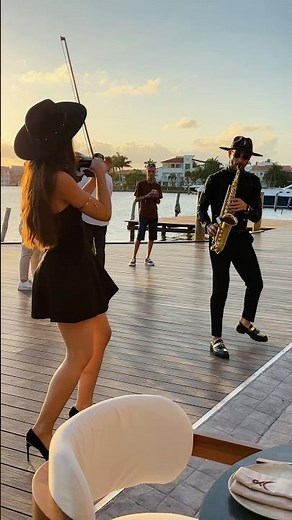 Levitating at Sunset - Saxophone and Violin Duet in Cancun