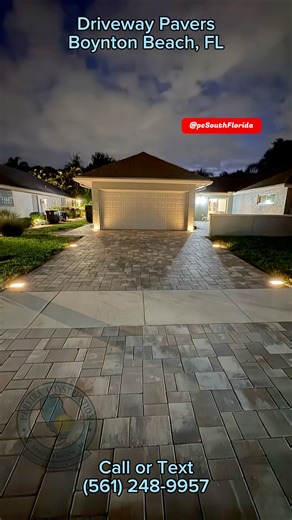 Paver lights in a new driveway - Pereira Construction