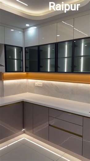Latest G Profile Glass Shutter Kitchen Design Video ♥️ #kitchen