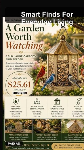 A Garden Worth Watching | Hexagon Gazebo Bird Feeder