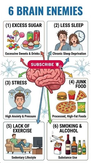 6 Brain Enemies That Are Killing Your Memory & Focus! #healthtips #brain #shorts