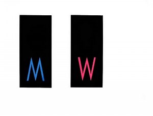 M & W Set of two Bathroom Sign - Modern Restroom Signs - Funny WC Signs - Men/Women - Office Restroom Signs - WC Signage