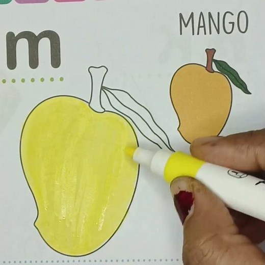 Mango Coloring for Kids | I Colored a Mango with Yellow Color | Easy and Fun Drawing for Children 🥭🎨