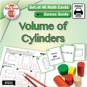 Volume of Cylinders: Math Card Games & Activities 8G32 | Formulas & Expressions
