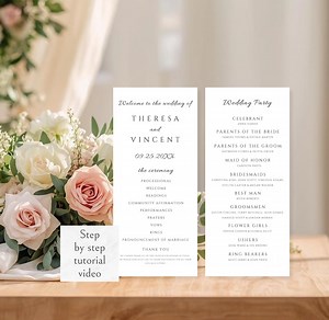 Elegant Wedding Program Template, Canva Wedding Program, Order of Service Wedding Program, Minimalist Wedding Program - Etsy Australia