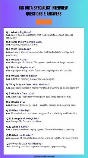 Big Data Specialist Interview Questions & Answers! #viral