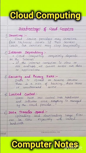 Disadvantages of Cloud Computing |Cloud Computing | Computer Notes