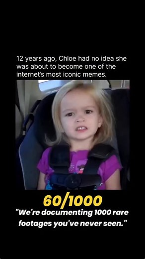 History Uncovered on Instagram: "Chloe Clem, 2013. A simple car ride turned into one of the most iconic meme moments in internet history. During a surprise announcement about a family trip to Disneyland, her older sister burst into tears of excitement while Chloe sat in the backseat with a calm, slightly skeptical side eye that instantly stole the scene. The video was uploaded to YouTube and quickly spread across social media, where screenshots of Chloe’s expression became the perfect reaction i