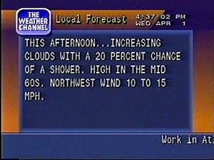 Weather Channel local forecast - 1992