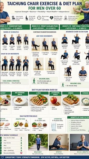 Chair Tai Chi for Men Over 60 | 12-Week Exercise & Healthy Diet Plan for Strength and Balance