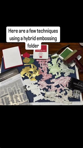 1.6K reactions · 232 shares | I thought I’d play around with a few different techniques using the Christmas Words hybrid embossing folder. The gold foil is definitely my favourite! How about you? | Cards by Juliet | Facebook