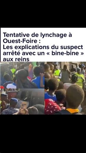 La Brigade territoriale de la Foire, relevant de la Compagnie de Dakar, a été alertée cet après-midi d'une tentative de lynchage visant un présumé homosexuel à Ouest-Foire. Une exfiltration in extremis par la gendarmerie Arrivés sur les lieux, les gendarmes ont fait face à une foule en colère. Le suspect, S.D., avait déjà été malmené avant d'être enfermé dans une maison par des individus souhaitant le soustraire à la vindicte populaire. Les forces de l'ordre ont réussi à l'exfiltrer alors que la