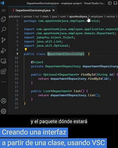 Creando una clase interfaz (no gráfica) a partir de una clase usando Visual Studio Code #Java