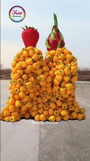 Create humanoid fruit and vegetable characters🍈🫑 walk and collide... 3D special effects
