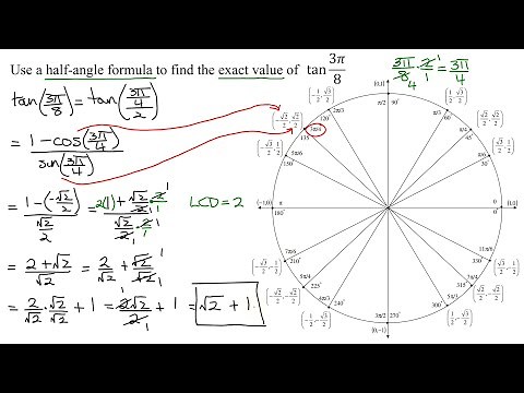 Find Exact Value of Tan(3Pi/8) or 67.5 Degrees Using Half-Angle Identity for Tangent and Unit Circle