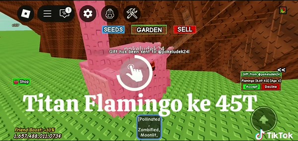 Pet Grow A Garden di Roblox: Titan Flamingo ke 45T
