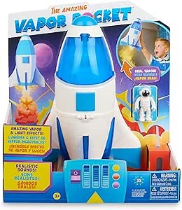 EnergX Amazing Vapor Rocket with Astronaut Action Figure, Blasts Off with Vapor Effects, Lights & Sounds (Ages 3+)